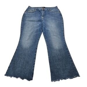 Boden Denim Flare Jeans Frayed Hem High Rise Blue Wash‎ Go by Measurements